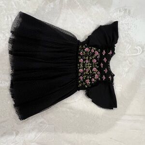 Ivy City Floral Embroidered Black Dress